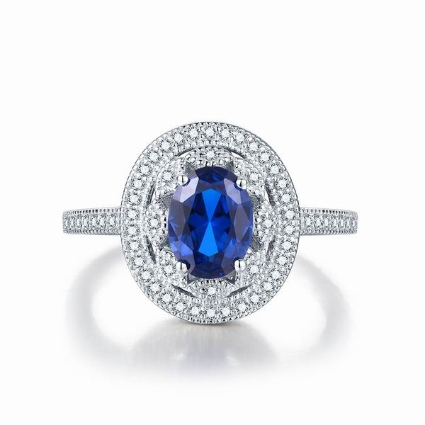 Dark Blue Sapphire Silver Ring