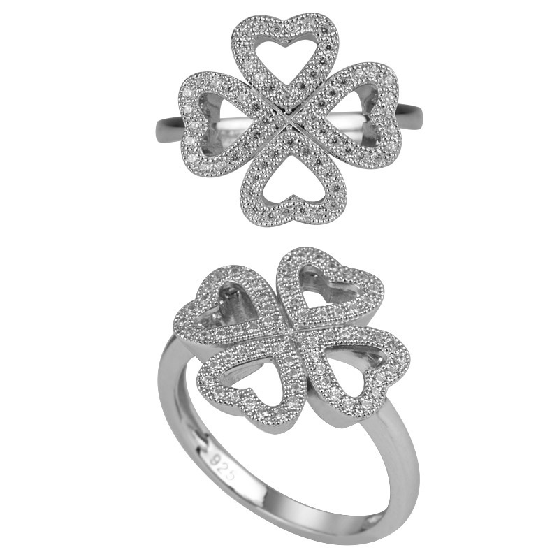 4 Hearts Micro Pave Setting Ring