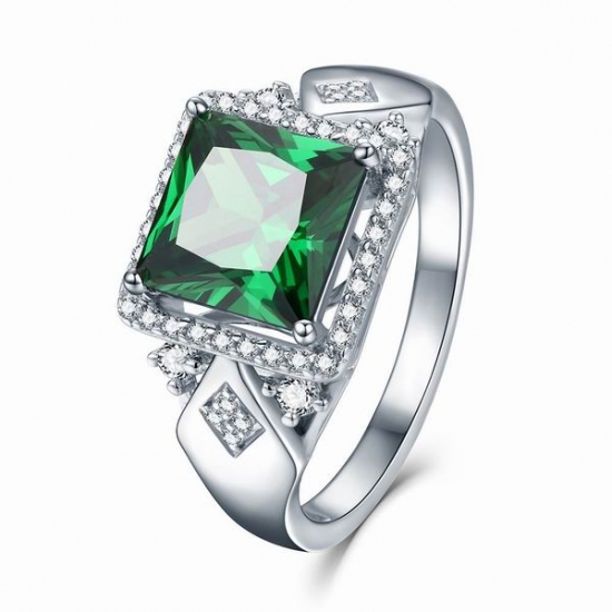Lab-erstellt Smaragd Sterling Silber Ring