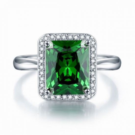 Lab-erstellt Smaragd geschnittenen cz Sterling Silber Ring