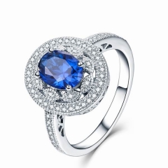 Blauer Saphir Silber Ring