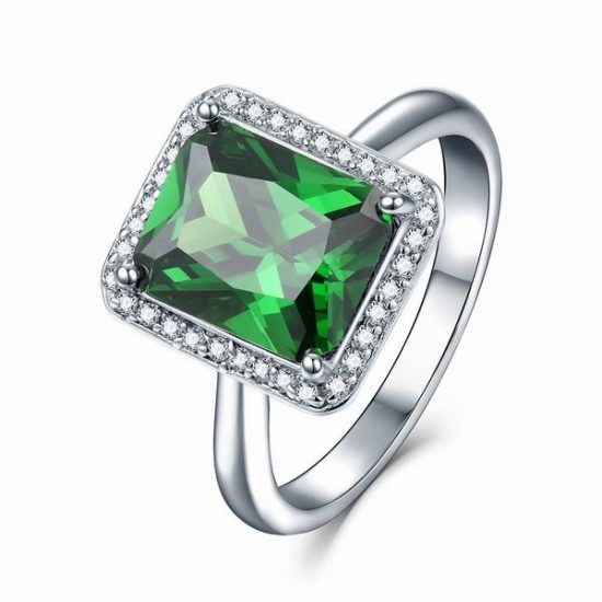 Lab-erstellt Smaragd geschnittenen cz Sterling Silber Ring