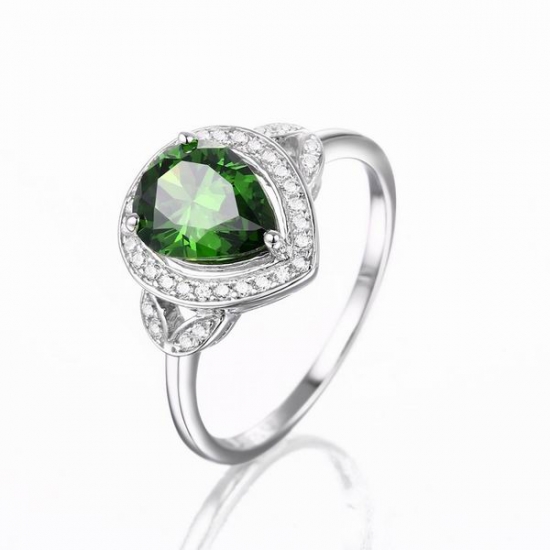 925 Sterling Silber Smaragd Farbe cz Ring