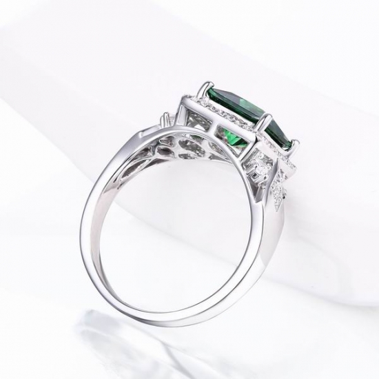 Lab-erstellt Smaragd Sterling Silber Ring