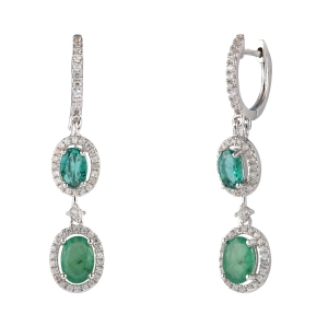 Natural Emerald Long Hanging Earring