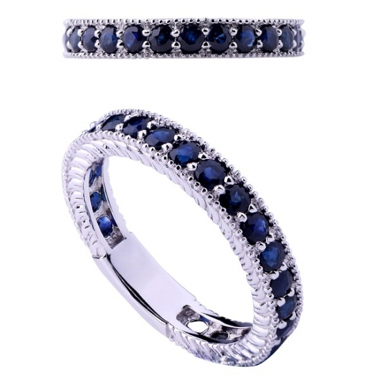 Runde Saphir Silber Band Ring für Frau