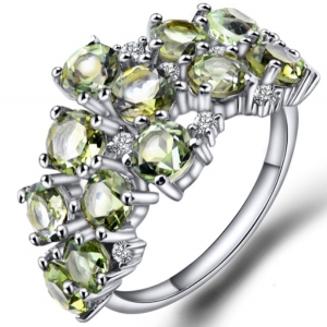 Cluster Lemon Crystal with White CZ Ring