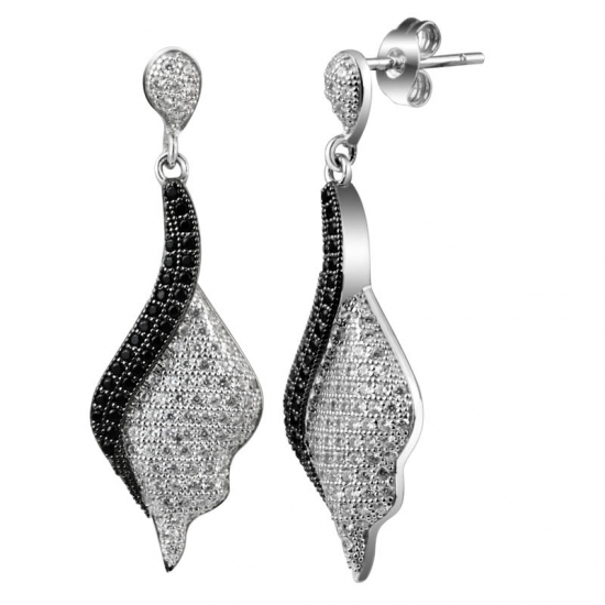 Mikro pflastern Wachs Einstellung Ohrringe zwei Töne überzogen 925 Silber Ohrringe