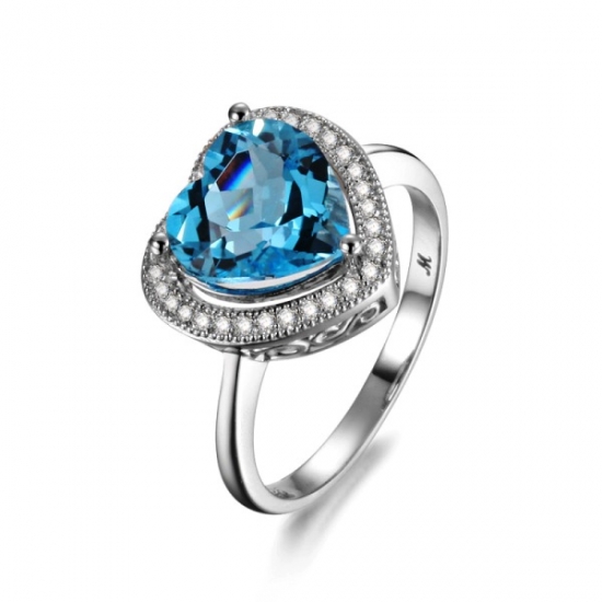 Geschenk Ring Silber 925 blauen Topas Ring