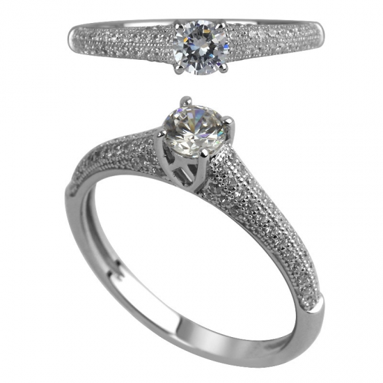 Micro pave Einstellung Ring Design weiß klar cz 925 Sterling Silber Ring