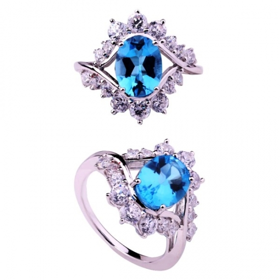 925 Sterling Silber große Mundform blau Spinell Ring Schmuck