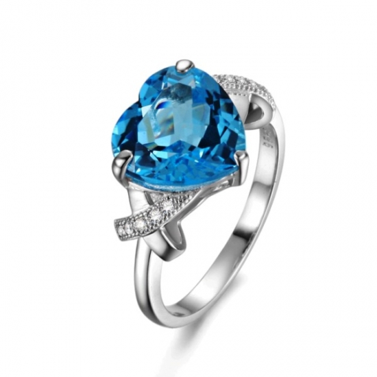 einzigartige Damen Schmuck 925 Sterling Silber Schweizer Blautopas Ring