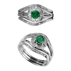 Edelstein Smaragd Silber Ring